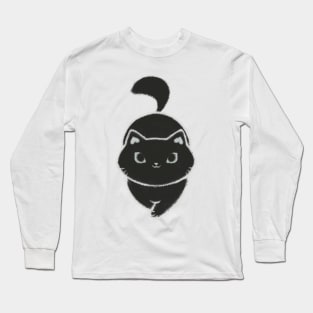 fuzzy monochrome kitty Long Sleeve T-Shirt